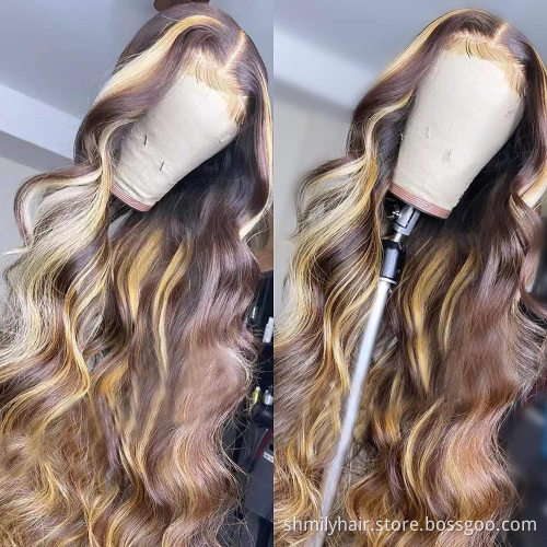 Wholesale Wigs 100% Human Hair Vendor Brazilian Highlight Lace Front Wigs Cuticle Aligned Virgin Human Hair Wigs For Black Women